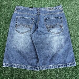 VTG Raider Shorts Mens 41x14" Blue Jean Denim Baggy Hip‎ Hop Infringement Y2K